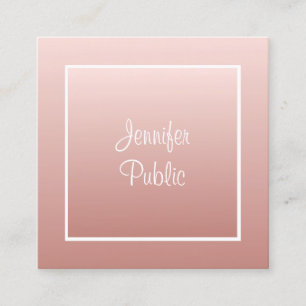 Rose Gold Handwriting Elegant Modern Template Square Business Card