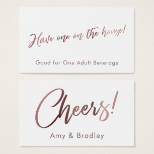 Rose Gold Handwriting Script & White Drink Tickets