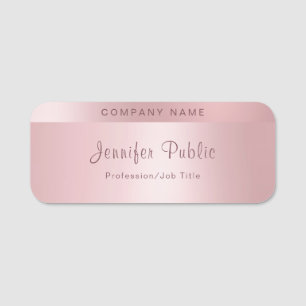 Rose Gold Handwritten Script Name Template Modern Tag
