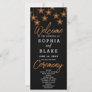 Rose Gold Hanging Stars Black Wedding Program