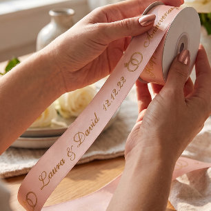 Rose Gold Happy Anniversary Personalised Name Date Satin Ribbon