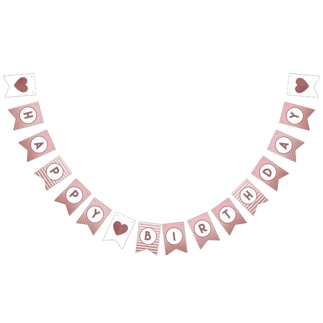 Rose Gold Happy Birthday Chic Girly Woman Party Bunting (All)