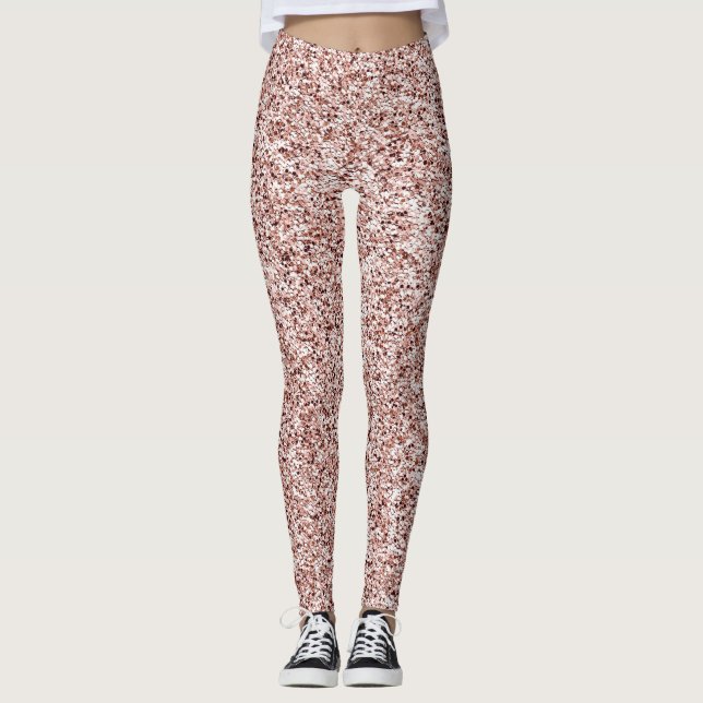 Rose Gold Heart Clipart Cute Heart Glitter Designs Leggings (Front)