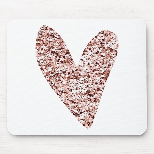 Rose Gold Heart Clipart Cute Heart Glitter Designs Mouse Pad (Front)