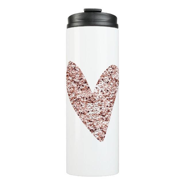 Rose Gold Heart Clipart Cute Heart Glitter Designs Thermal Tumbler (Front)