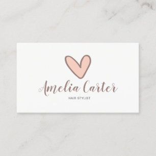 Rose Gold heart cute stylist salon spa makeup Business Card