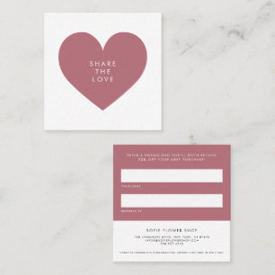 Rose Gold Heart Minimalist Share the Love Business Referral Card