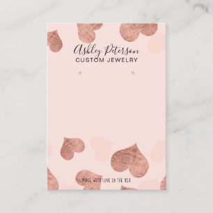 Rose gold heart pink jewellery earring display business card