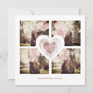 Rose Gold Heart Trendy Girl All Birthdays 4 Photos
