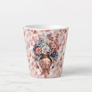 Rose Gold Hearts and Flowers Small Latte Mug
