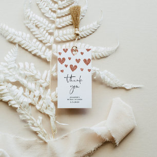 Rose gold hearts bridal shower thank you gift tags