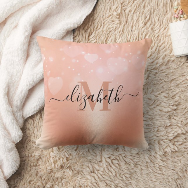 Rose Gold Hearts Cushion (Blanket)