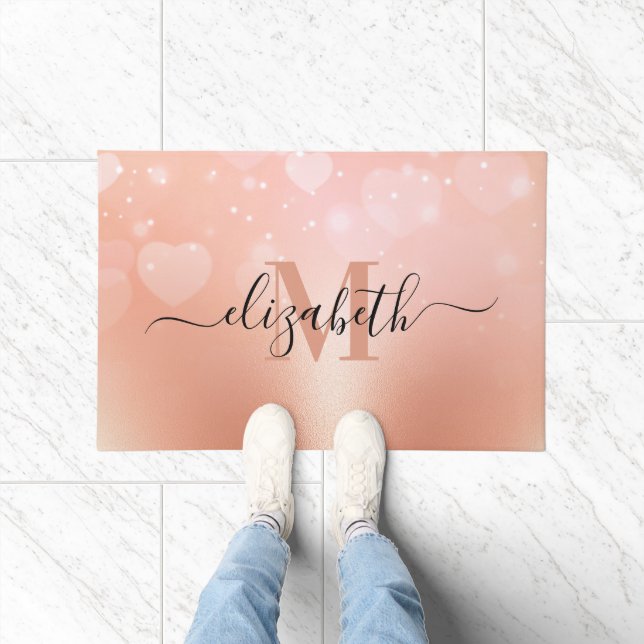 Rose Gold Hearts Doormat (Indoor)