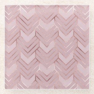 Rose Gold Hearts Glitter Pattern. Glass Coaster