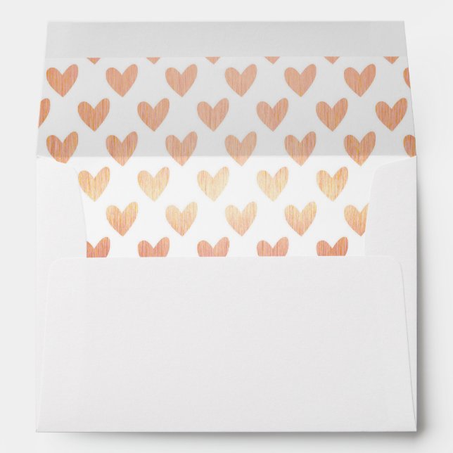 Rose Gold Hearts Pattern Decorative Lined Envelopes (Back (Bottom))