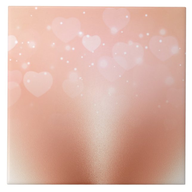 Rose Gold Hearts Tile (Front)
