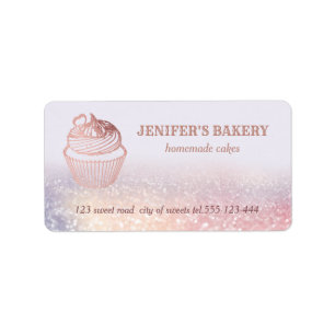 Rose gold  Homemade cupcakes and treats packaging Label