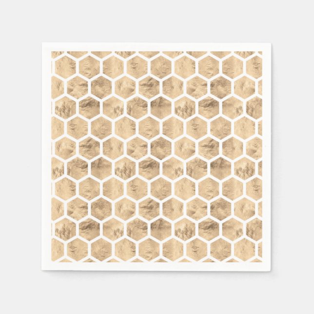 Rose gold honeycomb graphic pattern napkin (Front)