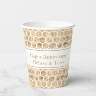 Rose gold honeycomb modern clean party paper cups