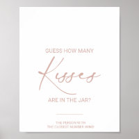Rose Gold How Many Kisses Bridal Shower Game