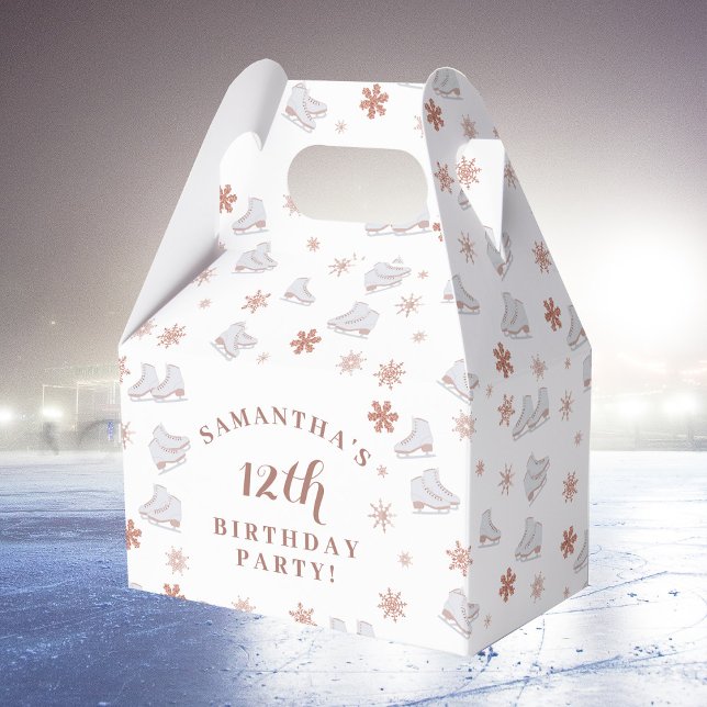 Rose Gold Ice Skates Blush Pink Skating Birthday Favour Box (Rose Gold Ice Skates Blush Pink Skating Birthday Favor Box)