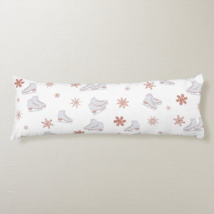 Rose Gold Ice Skates Blush Pink Skating Pattern Body Cushion
