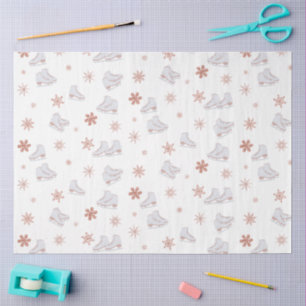 Rose Gold Ice Skates Blush Pink Skating Pattern Tissue Paper