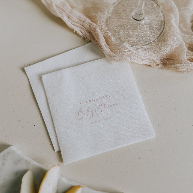 Rose Gold Idyllic Stylish Calligraphy Baby Shower  Napkin (Creator Uploaded)