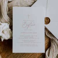 Rose Gold Idyllic Stylish Calligraphy Baptism 