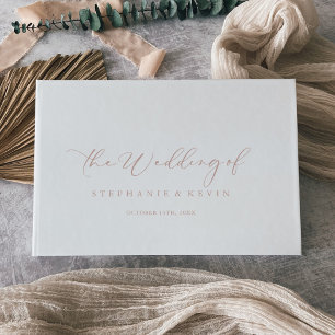 Rose Gold Idyllic Stylish Calligraphy Wedding Guest Book