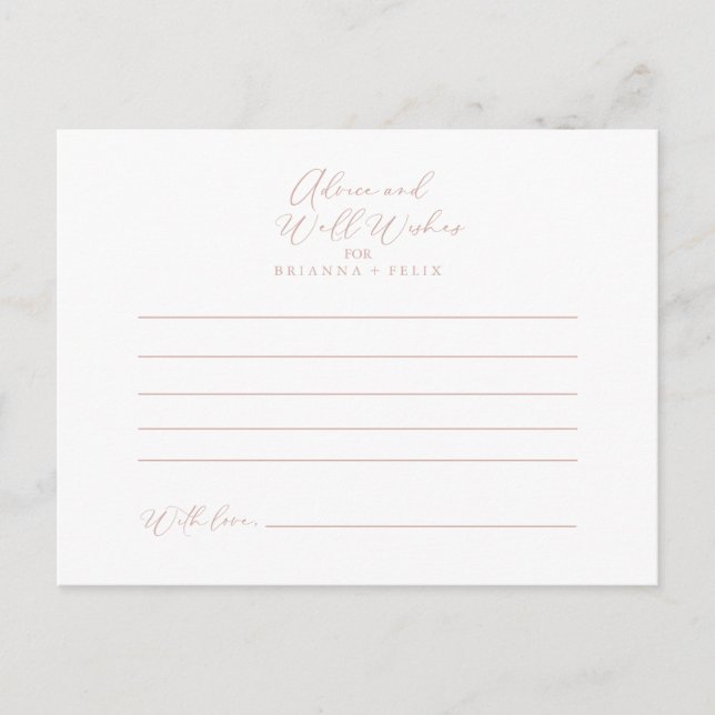 Rose Gold Idyllic Stylish Calligraphy Wedding  Postcard (Front)