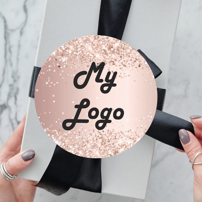 Rose gold image business logo classic round sticker (Creator Uploaded)