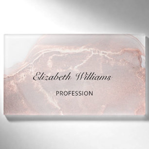 Rose Gold Ink Marble Name Tag