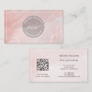Rose Gold Ink Marble QR Code Business Card
