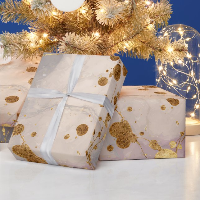 Rose Gold Ink Splash Background Wrapping Paper (Holidays)