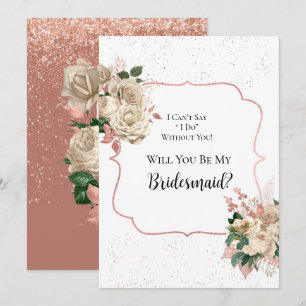 Rose Gold Ivory Glitter Will You Be My Bridesmaid Invitation