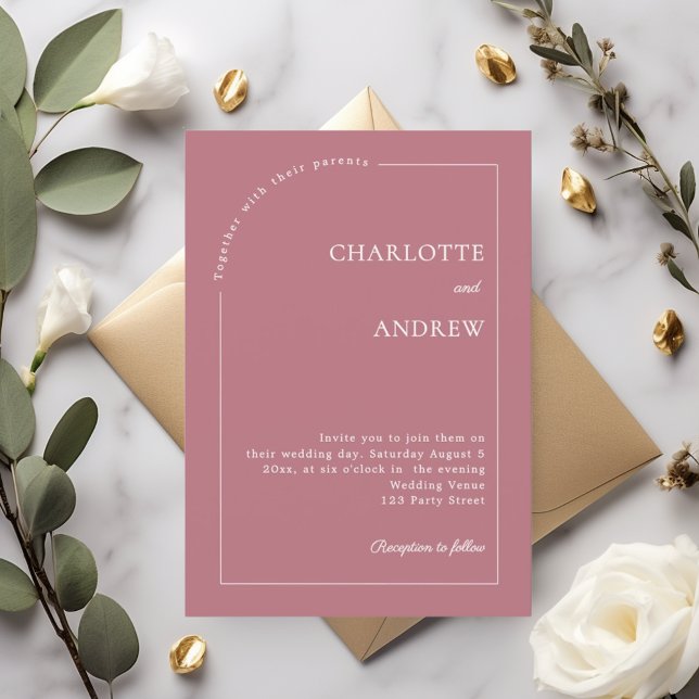 Rose gold ivory modern minimalist wedding invitation (Creator Uploaded)