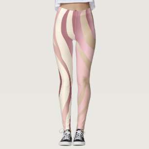 Rose Gold, Ivory & Pink Stripes Fashion Leggings