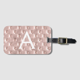 Rose Gold Jewelled Classic Monogram Name Luggage Tag
