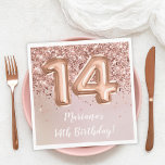 Rose Gold Kids Girl 14th Birthday Party Napkin<br><div class="desc">Rose gold kids girl 14th birthday party napkins to decorate the birthday party tables.</div>