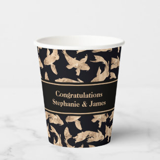 Rose gold koi fish banner engagement date party paper cups
