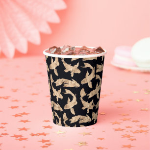 Rose gold koi fish graphic pattern paper cups