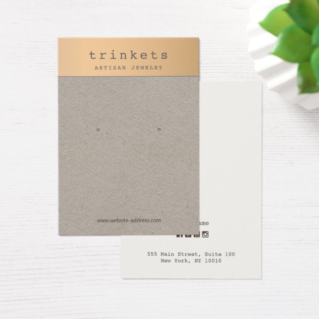 Rose Gold Kraft Earring Jewelry Display Card (Desk)