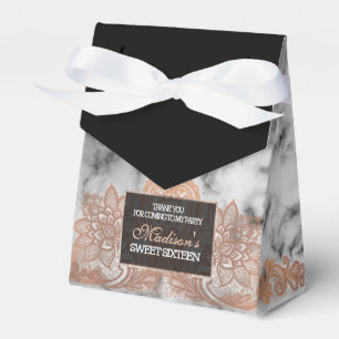 Rose Gold Lace and Marble Sweet 16 Favour Box