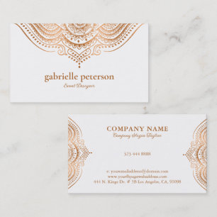Rose-Gold Lace Paisley Mandala Business Card