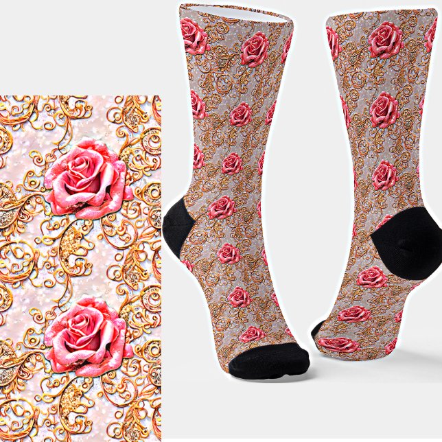 Rose Gold Lace Roses Socks (Creator Uploaded)