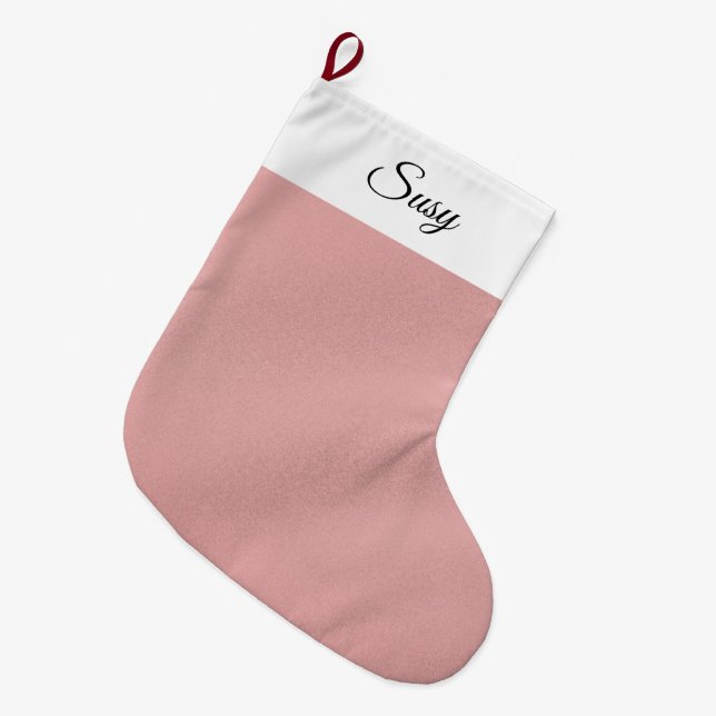 Rose Gold  Large Christmas Stocking (Front (Hanging))