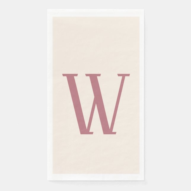 Rose Gold Large Modern Custom Initial | Linen Napkin (Front)