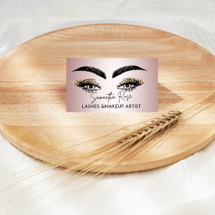 Rose gold lashes & brows artist QR code modern  Business Card