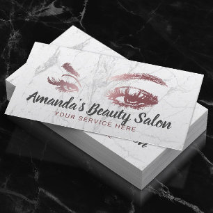 Rose Gold Lashes & Brows Marble Makeup Artist Business Card